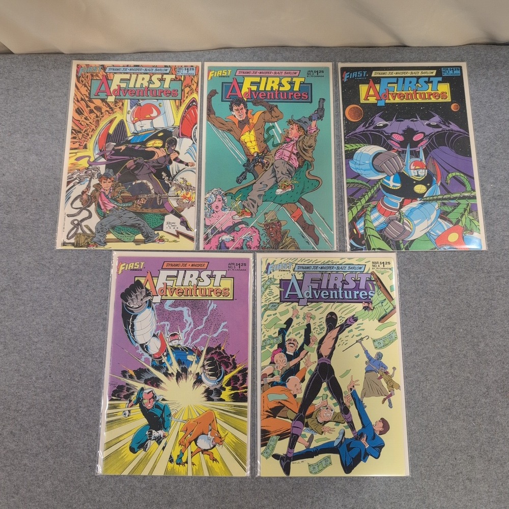 First Adventures 1-5 Comic Book Lot First Comics 1985 Dynamo Joe Whisper Blaze - Picture 1 of 1